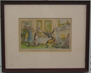 A 19th Century coloured print after Rowlandson "Dr Syntax Mistakes a Gentleman's House for an Inn" 4" x 6"