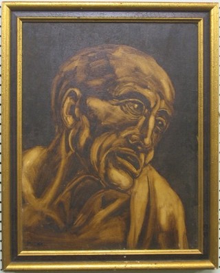 Oil painting on board, head and shoulders portrait "Elderly Man" 17" x 14"