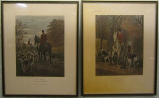 After Douglas, a pair of coloured hunting prints, engraved by Hester "Morning Going To Cover and Evening Returning to Kennels" 20" x 15"