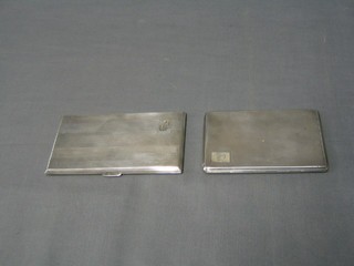 A silver cigarette case with engine turned decoration Birmingham 1933 and a silver plated cigarette case