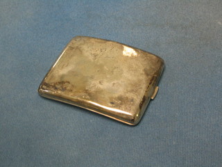 A silver cigarette case with armorial decoration Birmingham 1913, 3 ozs