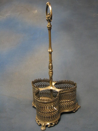 A 19th Century pierced silver plated 3 bottle decanter stand