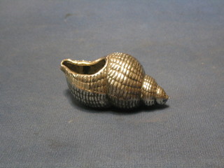 A Victorian silver plated salt in the form of a shell 3 1/2"
