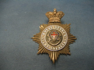 A Victorian officer's helmet plate of the Royal Sussex Light Infantry