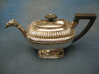 A 19th Century silver teapot, the spout in the form of a dogs head, the base marked JL, 12 ozs