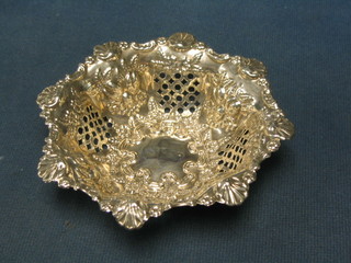 An Edwardian circular embossed and pierced silver bowl Birmingham 1904