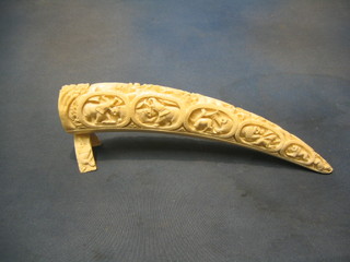 A section of carved ivory tusk 13"