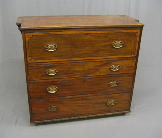 A 19th Century mahogany secretaire chest fitted 1 long drawer above 3  graduated drawers 42"
