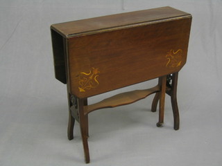 An Art Nouveau inlaid mahogany Sutherland table 24"