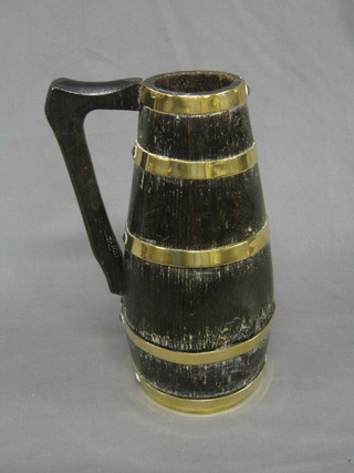 A 19th Century coopered oak jug 11"