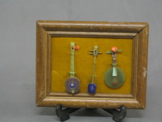 3 various Eastern hardstone model instruments
