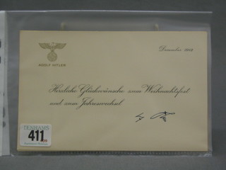 2 Adolf Hitler compliment cards dated December 1942