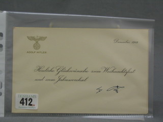 2 Adolf Hitler compliment cards dated December 1942