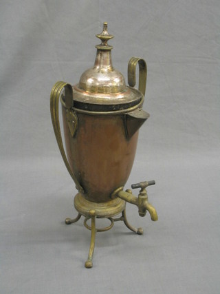 A silver plated twin handled tea urn