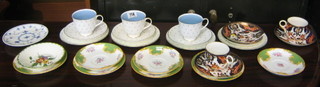 A Susie Cooper 10 piece tea service with blue stylised polka dots with 4 plates 6 1/2", 3 cups and 3 saucers, together with a small collection of other teaware