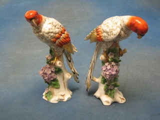 A pair of Samson porcelain figures of seated birds 7"