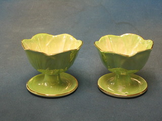 A pair of Malingware green glazed sundae dishes