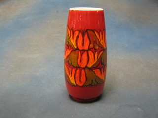 A Poole Pottery atomic orange vase, the base marked Poole England and incised 15 with an anchor mark 9" (firing crack to top)