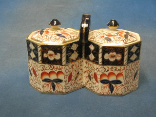 A Wade Heath Derby style twin section biscuit barrel, the base marked Wade Heath England