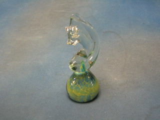 A Murano glass paperweight in the form of a sea horse, base marked Murano 6"