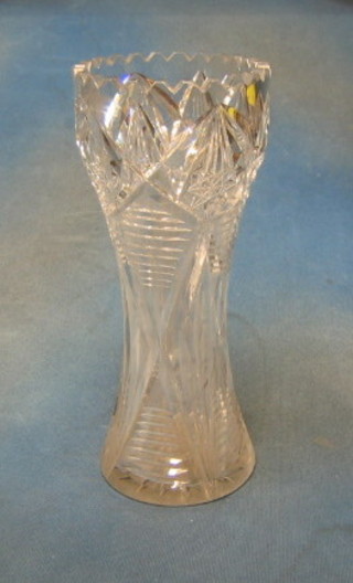 A cut glass waisted flower vase 12"