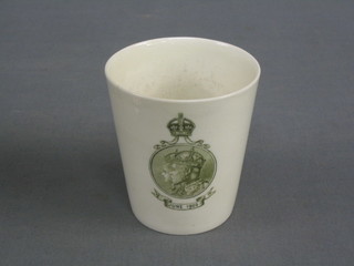A Royal Doulton Edward VII 1902 Coronation beaker, marked presented by the King (slight crack)