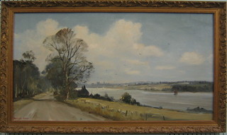 Marcus Ford, oil painting on canvas "Porcester Castle From Snodling Road" 17" x 32" signed