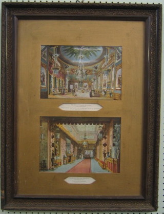 2 19th Century coloured prints "Interior Scenes of the Royal Pavilion" 21" x 15" contained in a single decorative frame