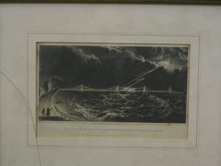 After L Bruce, a print "View of the Chain Pier Partly Destroyed by Lightning on the Evening of 15 October 1833" 6" x 10"