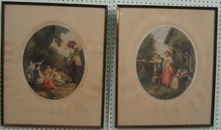 A pair of 18th/19th Century oval Bartolozzi prints "Ladies"  12" oval