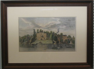 An 18th/19th Century coloured print "River Thames with Large Country House" 9" x 15"