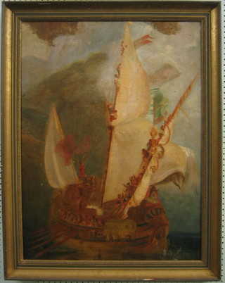 After Turner, oil on canvas "Galleon in Full Sail" 31" x 24"