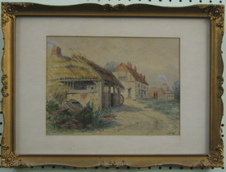 19th Century watercolour drawing "Country Cottage" 7" x 9" indistinctly signed