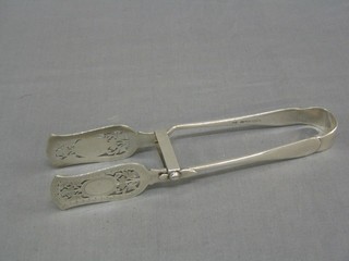 A pair of pierced silver plated asparagus tongs, marked Canadian Pacific railway