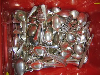 A large collection of Old English silver plated flatware