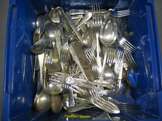 A collection of silver plated Kings pattern flatware