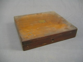 An oak canteen  box containing pair of fish servers and various fish knives and forks