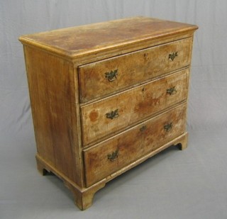 A Queen Anne style bleached walnutwood secretaire chest of 3 long drawers