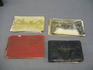 2 autograph albums and a collection of postcards