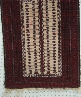 A contemporary Afghan prayer rug with yellow and red ground 62" x 41"