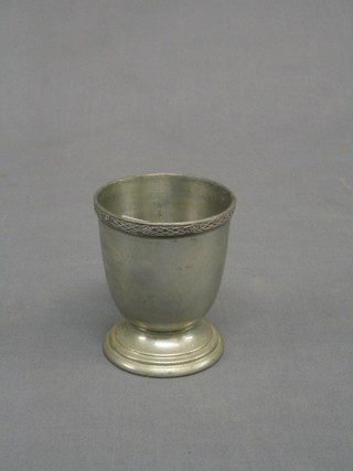 An English pewter goblet with cast rim  3"