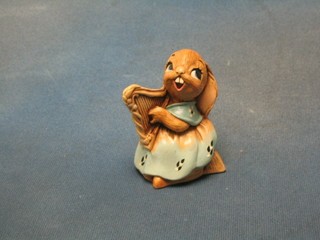 A Pendelfin figure of a seated female rabbit with harp 4"