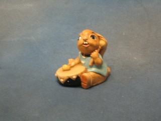 A Pendelfin figure of a seated rabbit with drum 3"