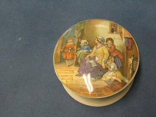 A 19th Century Prattware pot lid and base "Hide and Seek"