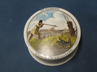A 20th Century circular pot lid and base, St James's Flaker Shooting