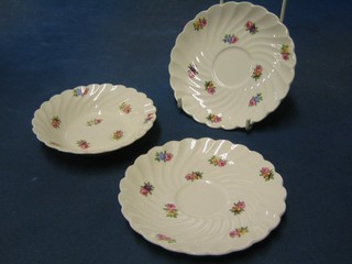 A Clarice Cliff Royal Staffordshire Devonshire pattern pottery dish 5" and 2 circular plates