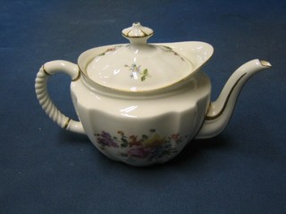 A Royal Crown Derby porcelain teapot with floral decoration