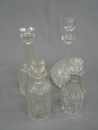 4 cut glass decanters and Oriental style vase and a floral patterned tea service