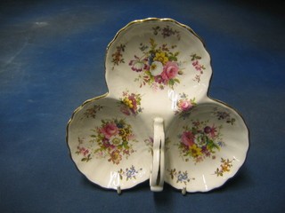 A Hammersley 3 section hors d'eouvres dish with floral decoration