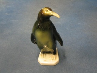 A Royal Dux figure of a penguin, base with pink triangular mark 6"